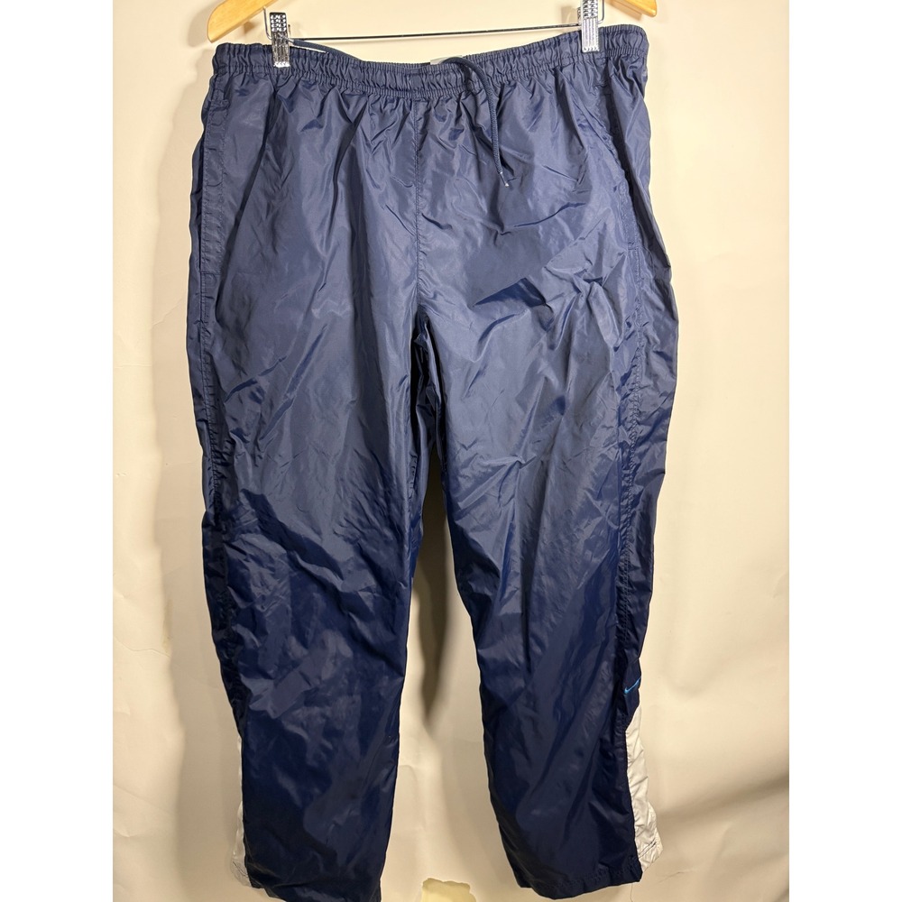 Nike Mens Track Pants Navy Blue White Side Stripe Athletic Joggers Large